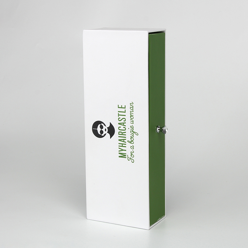 White Box Green Logo Scatole per imballaggio per capelli Pacchetto logo personalizzato Scatole per capelli personalizzate